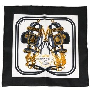 Hermes NEW NIB NWOT Brides de Gala nano scarf noir blanc handkerchief